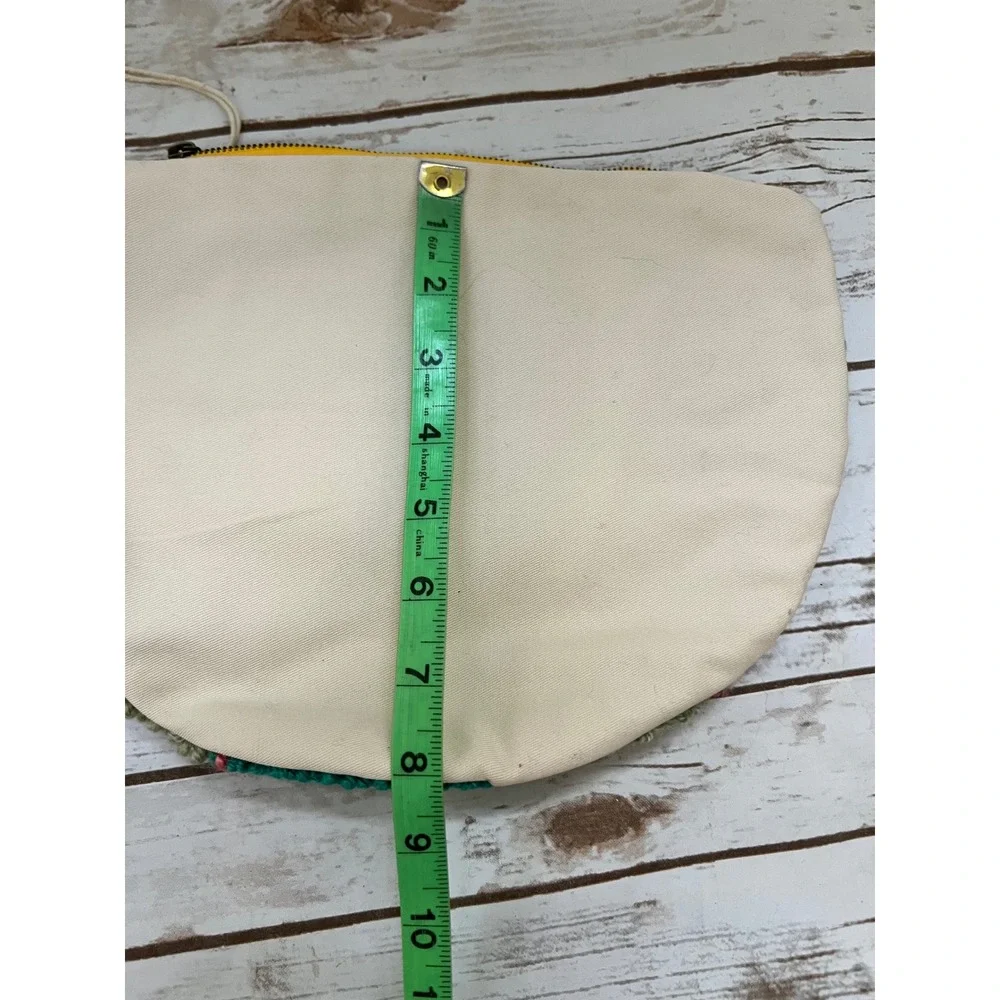 Handmade Clutch Multi-color Punch Needle Tufted Checkered Large OS